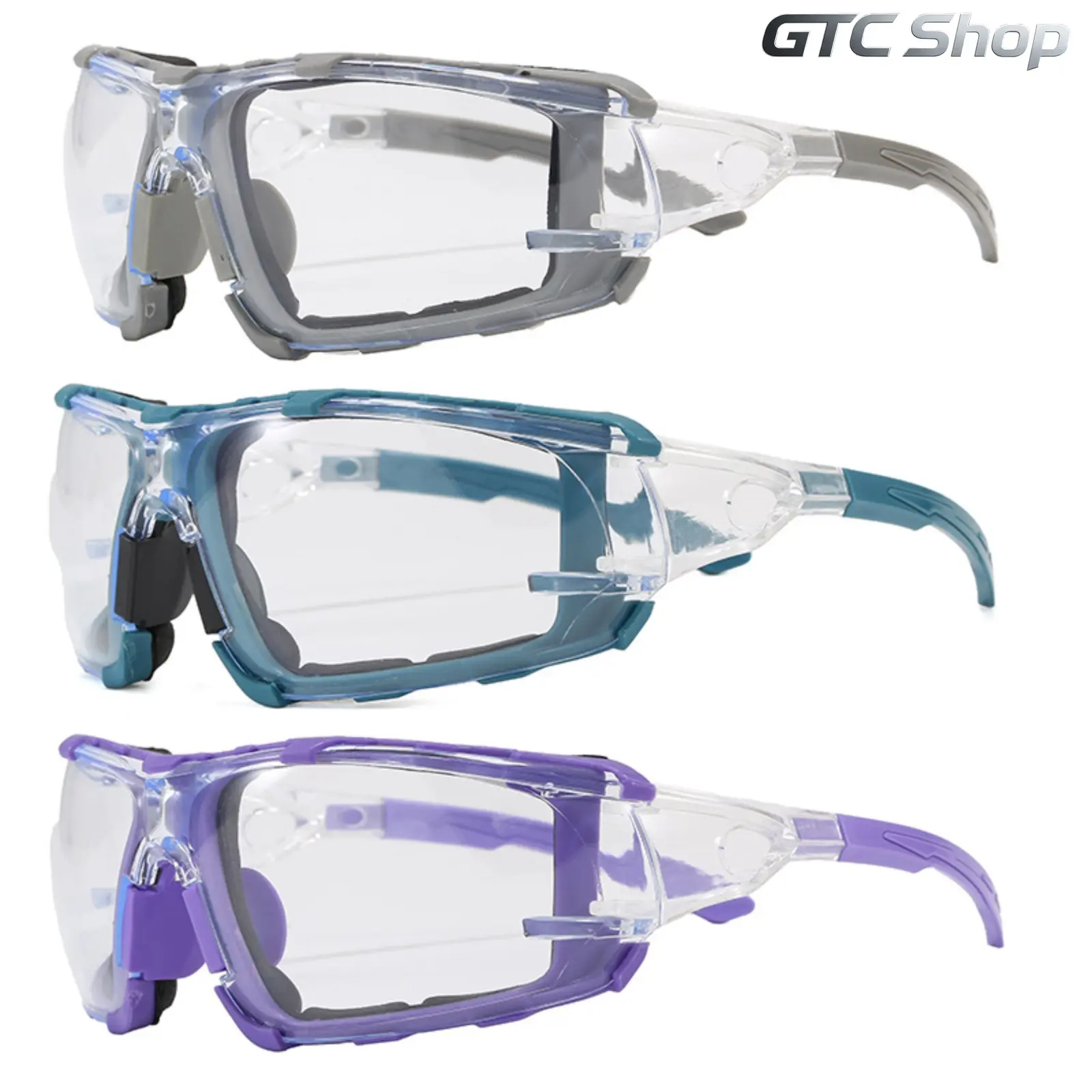 3-Piece Safety Glasses Set, Impact-Resistant Shatterproof Scratch-Resistant UVC Protection Sports Eyewear, 3-Lens Professional Industrial Occupational Safety Glasses for Work & Sports Activities