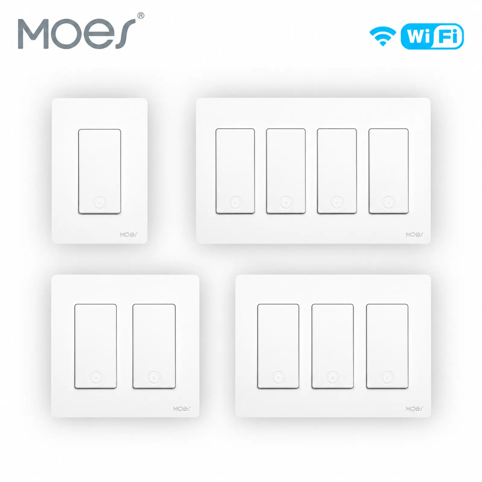 MOES Indoor Star Ring Electronic Wall Light Switch - Smart Home Gadgets, 2.4GHz Single Pole, 3-Way Multi-Control, Neutral Wire Required, Smart Life/TUYA APP, Alexa/Google Home Voice Control, No Hub Needed, Soft Glow, Added Security, Hands-Free Convenience