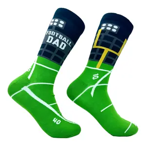 Men's Football Dad Socks Funny Cool Fathers Day Gift Foot Ball Lovers Footwear Funny Graphic Socks Comfortable Fitted Spandex Cotton