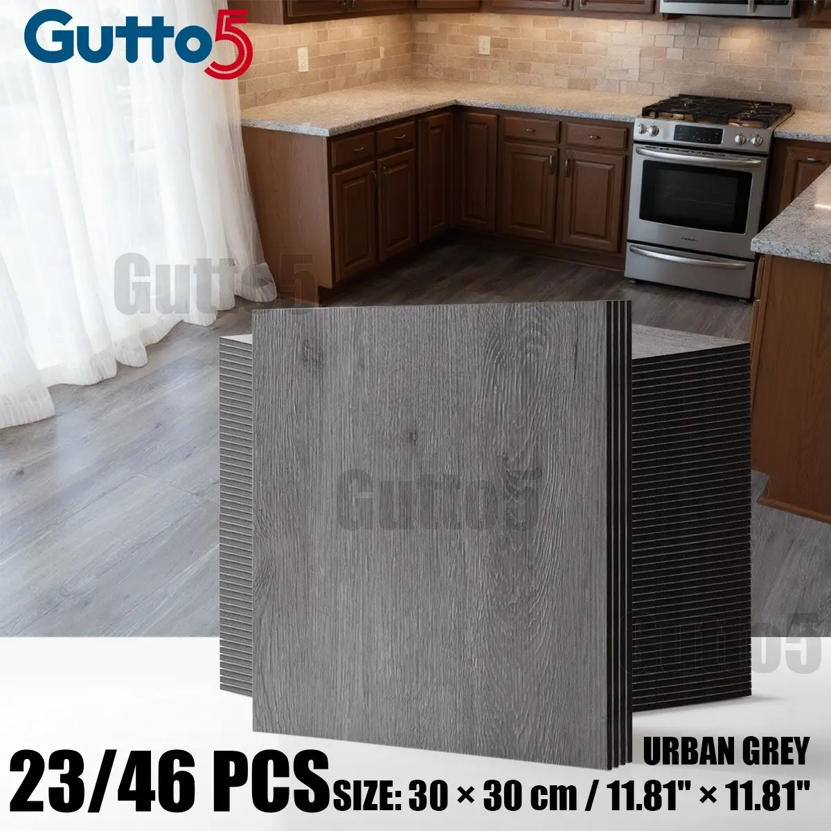 23/46 pieces set, Gutto5 boxed retro wood grain floor tile, Waterproof floor tiles, wall and floor universal, Stick and Peel Flooring DIY, easy to install, suitable for indoor floor/wall renovation or decoration - Gutto5