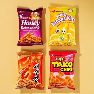 Nongshim Korean Snack Variety Pack - Shrimp Crackers Banana Crisps Honey Twists Octopus Crisps 4 Bags 255g Authentic K-Culture Snacks