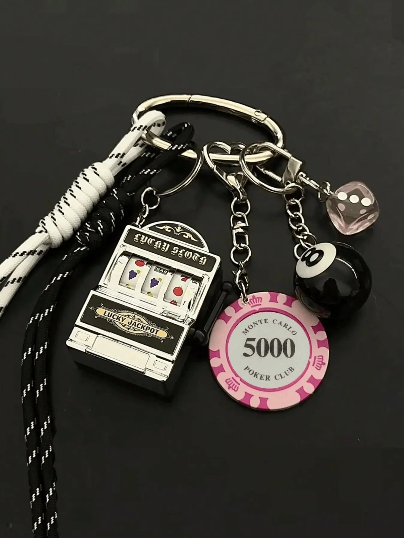 Fun Game Console Hand Woven Rope Bag Pendant Charm Good Luck Chip Accessories Charm Billiards Keychain Charm, Bag Charm Decoration Pendant, Universal Keychain, Cool Keychains, Keychain Accessory, Key Chain Decorations