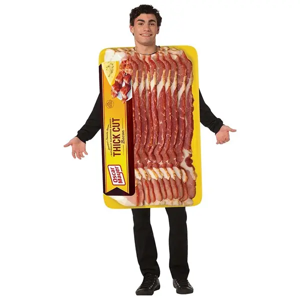 HalloweenCostumes Adult Officially Licensed Oscar Mayer Bacon Costume, Funny Food-Themed Foam Pullover Tunic Top for Men's Halloween Parties
