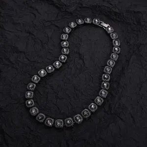 Sparkling Cuban Link Necklace Hip Hop Rap Style Jewelry Stainless Steel Sugar Cube Ice Chain Necklace Shiny Party Club Street Festival Fashion Gift For Men Women Unisex Trendy Iced Out Bling Statement Accessories