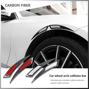 Universal Carbon Fiber Wheel Eyebrow Protector Anti-Scratch Fender Flare Trim for Car SUV Pickup, No Drill Easy Install Wheel Arch Extender Guard