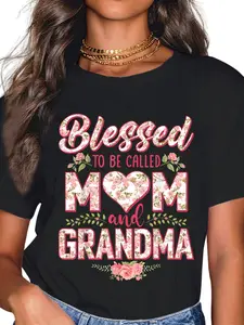 100% Cotton Blessed To Be Called Mom and Grandma Floral Mothers Day 2025 T-Shirt