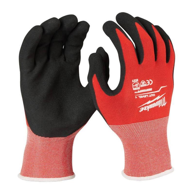 Milwaukee X-Large Red Nitrile Work Gloves Level 1 Cut Resistance Dipped Coating for Superior Safety Protection Enhanced Grip Comfort