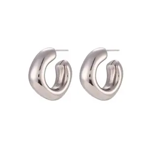 18K Stainless Steel Waterproof Tarnish Square Free Hoops 1”
