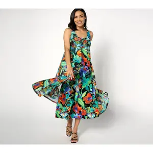 Attitudes by Renee Petite Como Jersey and Triple Mesh Maxi Dress