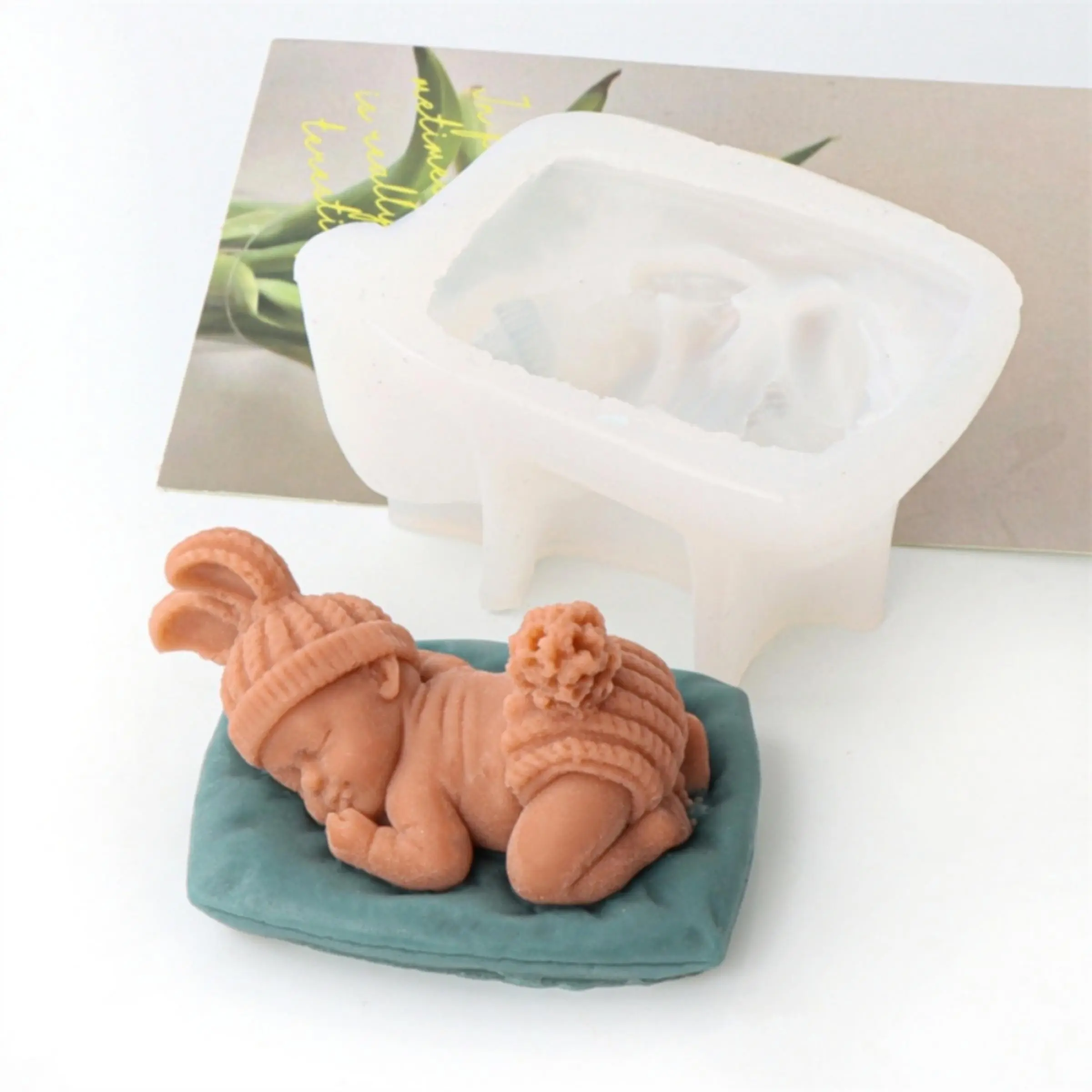 3D Sleeping Angel Shaped Silicone Candle Mold Wax Melts, 1 Count Unique Silicone Aromatherapy Candle Mold, DIY Plaster Craft Mold for Room Decor Birthday Gifts, Handmade Crafts, Handicraft, Silicone Molds, Candle Molds for Candle Making