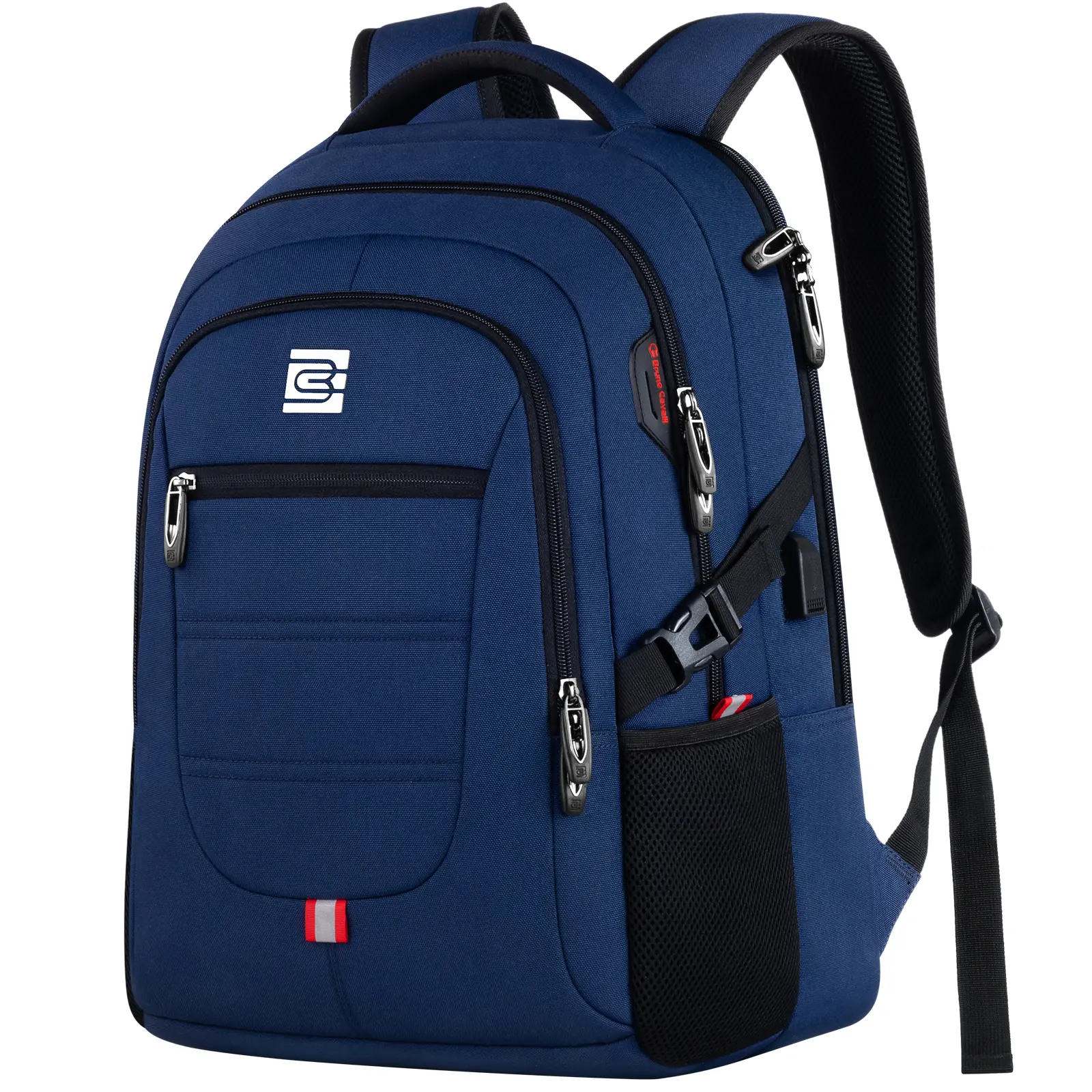 Bruno Cavalli Backpack for Men & Women, Water-Resistant Polyester Work & Travel Carrier with USB Port & Trolley Sleeve for 15.6" Laptops, Traveling Bag