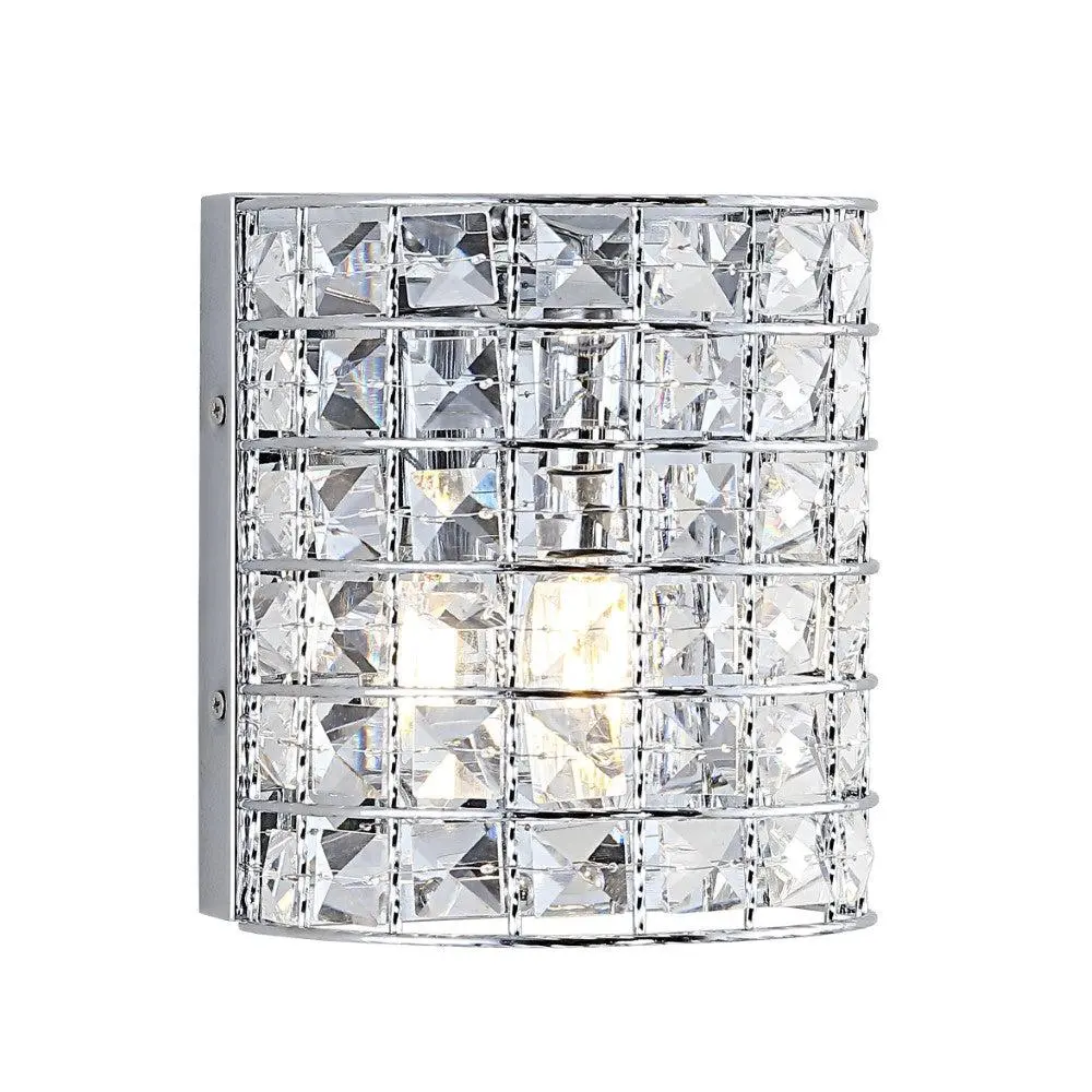 JONATHAN Y Clara Deco Chrome Metal-Crystal Classic Glam LED Vanity Light - Bathroom Wall Sconce, Home Decor Fixture, Chrome Metal Vanity Lighting for Living Room, Bedroom