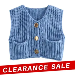 Molitree Womens Casual Chunky Knit Vest Gold Button Down Crop Crochet Sleeveless Sweater Vest Molitree Womens Casual Chunky Knit Vest Gold Button Down Crop Crochet Sleeveless Sweater Vest