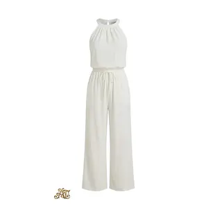 Women's Premium Halter-Neck Linen Jumpsuit | Anatolia Threads