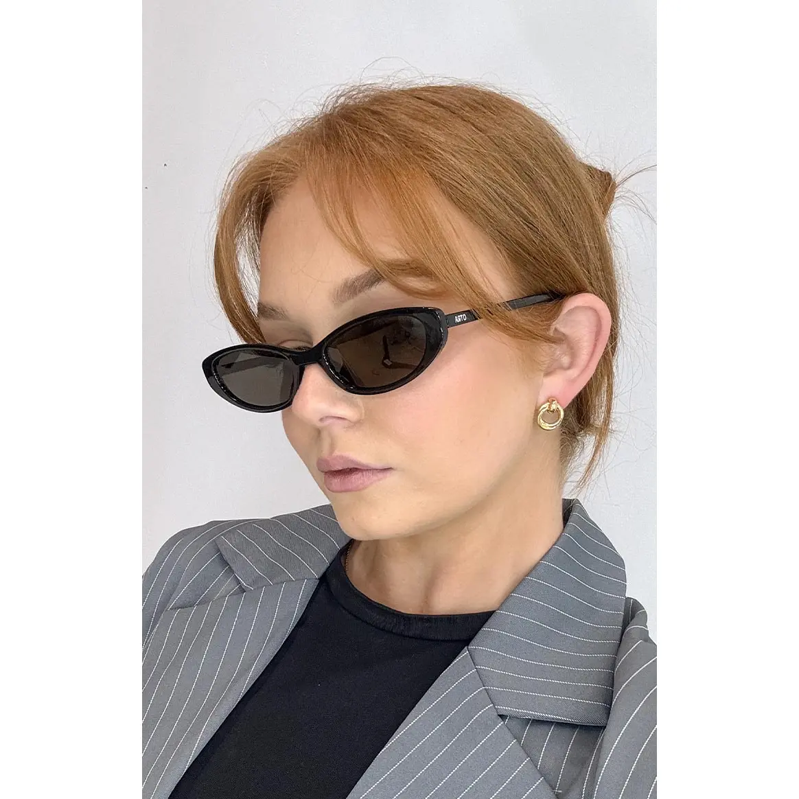 Otra Eyewear LULU Black Thin Cat Eye Sunglasses