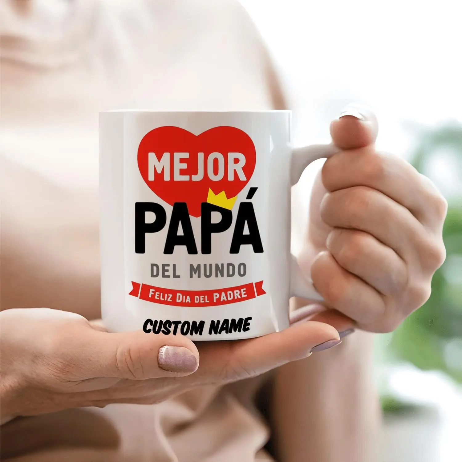 11oz 3A Grade Ceramic Mug with Lid Customizable Name Unique Themed Coffee Cup Perfect for Father's Day Birthday Party Family Gift Novelty Big Drinking Cup Durable and Reusable Creative Drinkingware