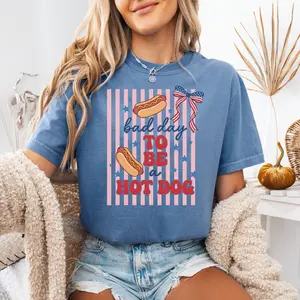 Funny 4th of July Shirt, Hot Dog Graphic Tee, Patriotic Summer Shirt, Cute Independence Day Tee, USA BBQ Outfit, Funny Food Shirt, DTG Comfort Color Tee