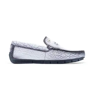 Mauri Sprinter in White / Dirty Black Mens Exotic Alligator Driver Moccasins Loafers