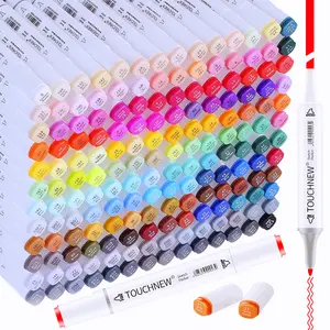 TOUCHNEW Dual Tip Marker Pen Set Fine & Chisel with Carrying Case,30/60/80/168 Colors Marker Pen Set, Art Supplies forColoring, Drawing, Sketching, Card Making
