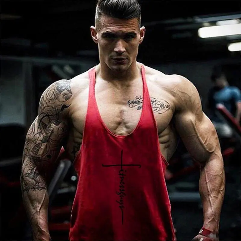 Gym Bodybuilding Stringer Y-back Tank Tops Summer Cotton Breathable Sleeveless T-shirts Mens Fitness Workout Muscle Clothing, Trendy Streetwear Apparel, Comfortable Casual Wear, Unisex Fashion Outfit, Party Club Stage Wear