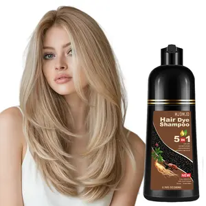 Blonde Brown 5-in-1 Hair Dye Shampoo, Herbal Golden Brown Hair Color for Gray Coverage, Semi-Permanent Coloring Shampoo, Easy Home Use for Women & Men, Champú Para Canas, 200ml