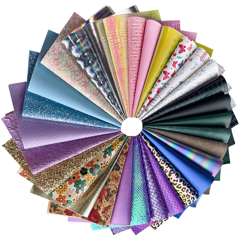 30 Pcs 8x12 in Random Mix Style PU Leather Sheets, Easy Cutting Faux Leather for DIY Handmade Crafts, In Stock at US Warehouse