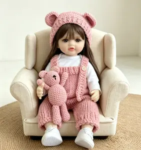 55cm 22inch Lifelike Reborn Baby Soft Vinyl Body Girl Newborn Doll Princess Toddler Bebe Toy Birthday Gift