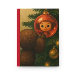 Cheburashka & The Christmas Ball Hardcover Journal, Holiday Slavic Notebook, Soviet Childhood Diary