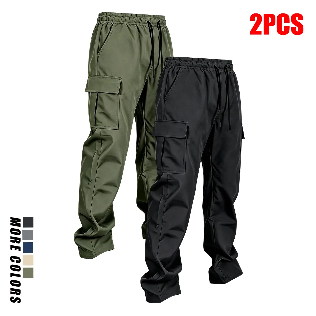 TOOTD Premium Men's Loose Cargo Work Pants - Minimalist, Plain Menswear, Comfortable, Easy Care, Super Mild Stretch, Stylish Letter Tag, Workwear Uniforms, Cargo Pants