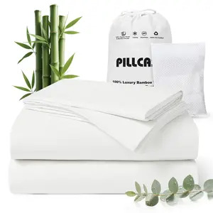 Pillowcase Bamboo Blend Luxury Organic Pillowcase & Sheet Set - Silky Soft Viscose from Bamboo Blended Bedding, Deep Pocket, Hypoallergenic & Breathable with Pillowcases