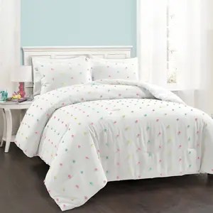 Lush Decor Rainbow Tufted Dot Comforter Set - Petite Colorful Accents - 2 Or 3 Piece Set - 100% Polyester Fill and Fabric