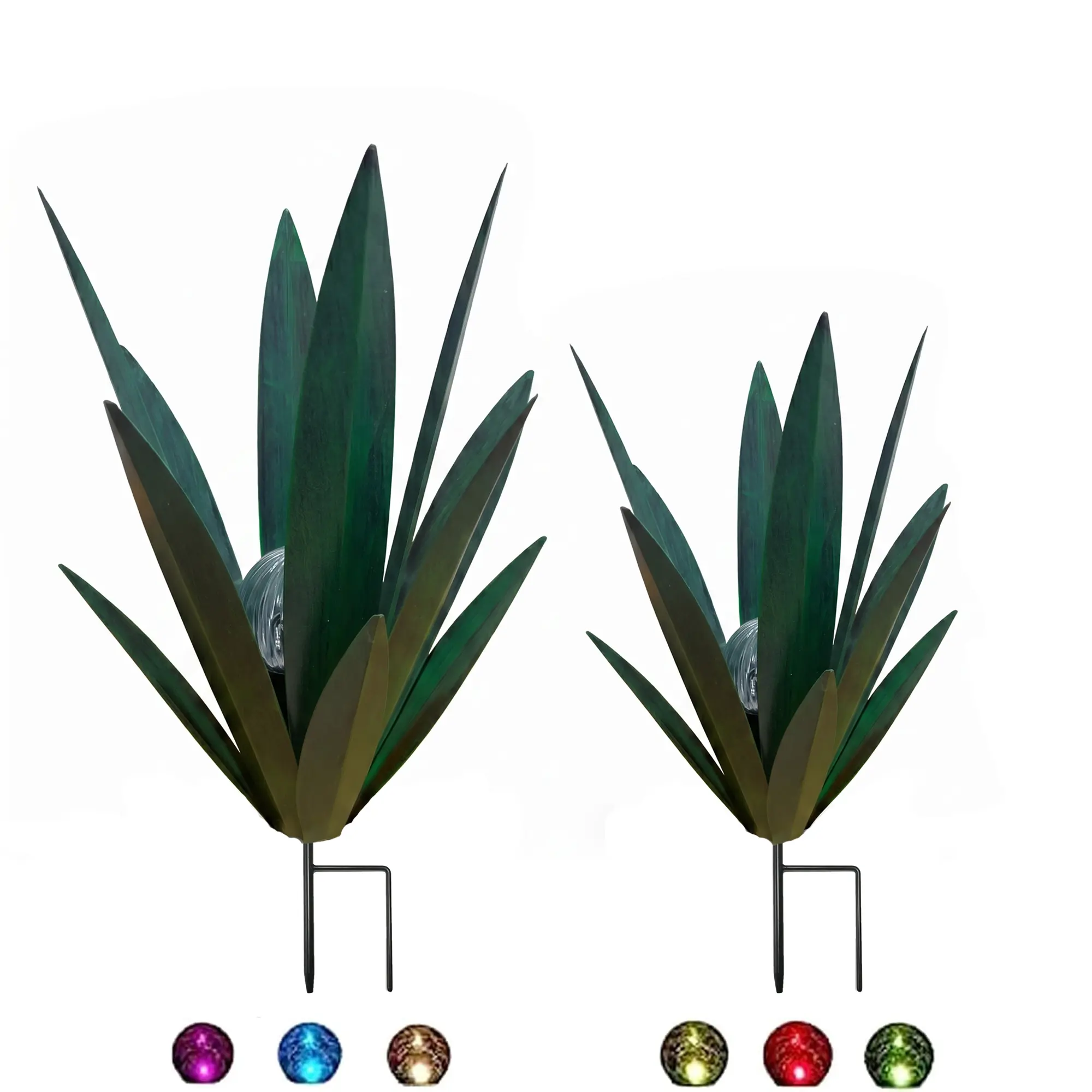 Metal Agave Plant Garden Art, 2 Pack Big Tequila Rustic Sculpture, Rustic Metal Agave Plants Lawn Home Ornaments, for Yard Stakes, Garden Figurines, Outdoor Patio