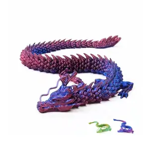 3D Printed Dragon Fidget Toy – 23 Inch Articulated Flexible Dragon Figure | Desk Toy, Stress Relief, Collectible Gift Fun Metallic Green Decoration Sculpture Ornaments Metallic Design