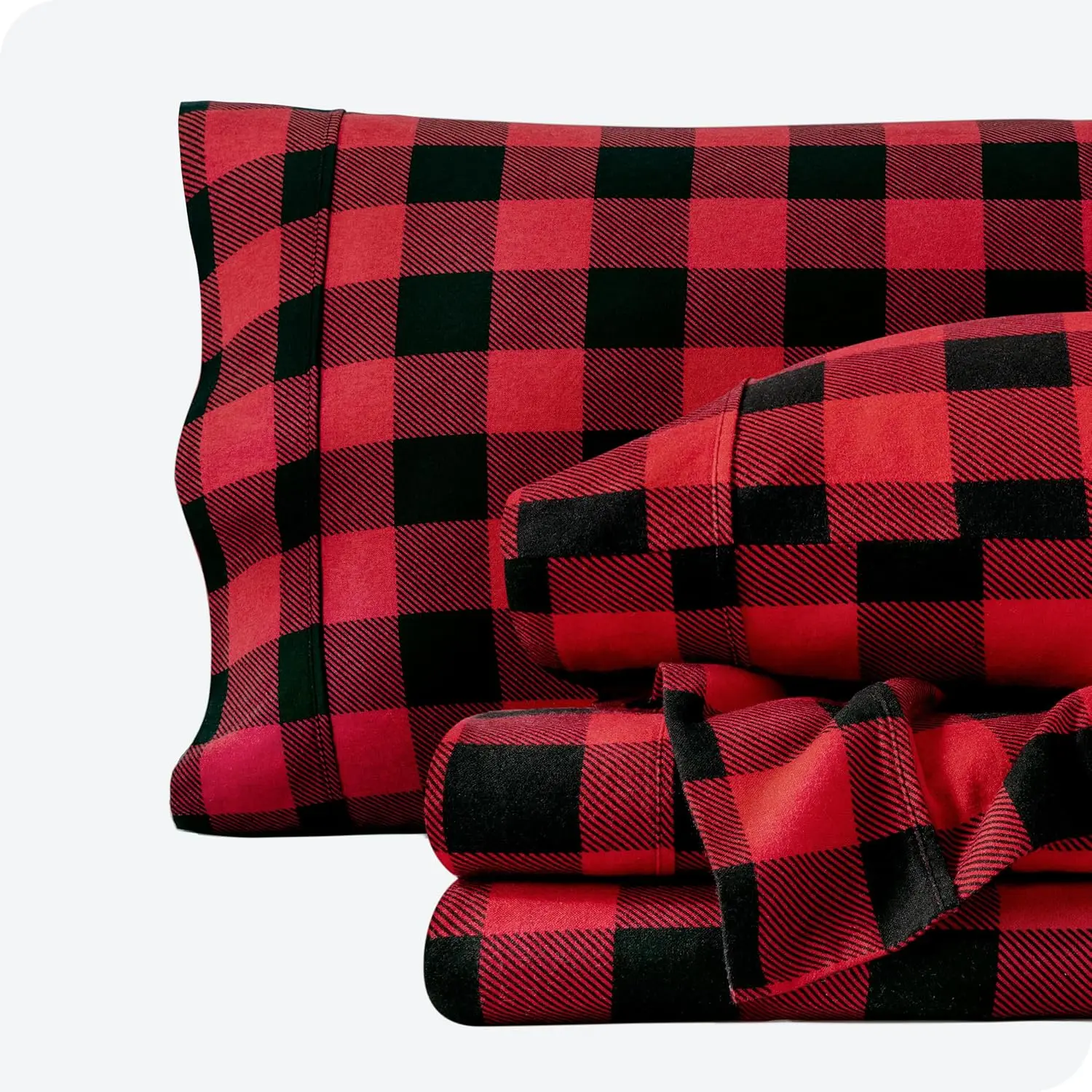 Flannel Sheet Prints, 100%, Velvety Heavyweight - Christmas Holiday - Double Brushed Flannel - Extra Softness, - Deep Pocket (Queen, Buffalo Plaid - Red/Black)