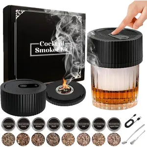 Whiskey Smoker Kit, Bourbon Whiskey Smoker, 8 Flavors Wood Chips, Cocktail Smoker Enhancer with USB &-in Lighter, Fashion Drink Smoker Kit Gift for Men Husband Dad
