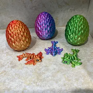 3D Printed Articulated Baby Tiny Wyvern Dragon and Dragon Scale Egg Sets Party Favors Gifts Fidget Authorized Cinderwing3D