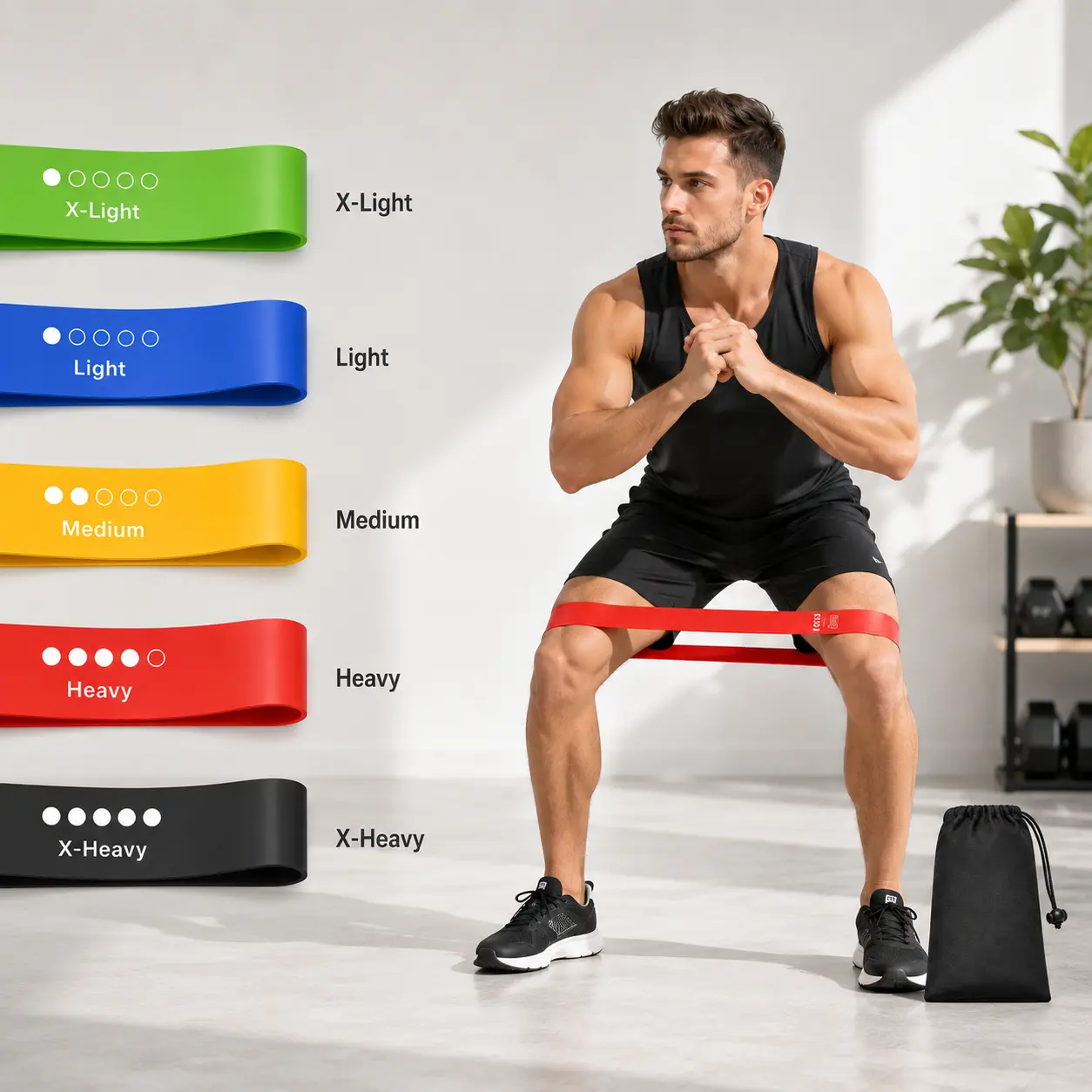 Unisex 5-PCS Gradient TPE Fabric Resistance Loop Bands Set - Non-Slip, Multi-Functional Home Gym Gear for Leg & Butt Sculpting, Beginner-Friendly Low-Impact Pilates Essential