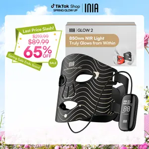 INIA GLOW 2 Red Light Therapy Mask , 4 Light Modes with 850nm NIR, 2600mAh Rechargeable LED Face Mask for Skincare at Home and Travel, Best Valentine's Day Gift for Her