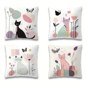 4 sets of colorful medieval modern style throw pillow covers, decorative pillow covers, zippers closed, machine washable, suitable for living room, bedroom, sofa, car decoration, seat cushion covers (only includes pillow covers, not including pillow cores