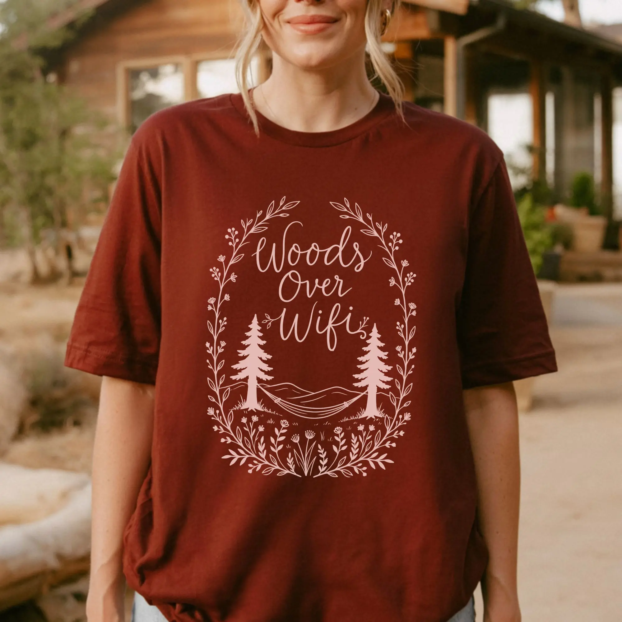 Woods Over Wifi Shirt | Nature Hiking Tee | Forest Hammock Graphic