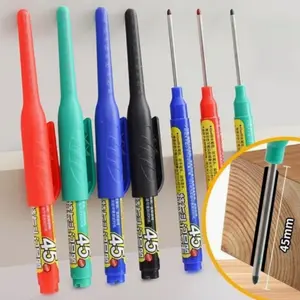 10 Permanent Long Tip Markers, 45mm Woodworking Pen, Fast Drying Oil Ink, Medium Nib, Multi-Surface Use, Multi Purpose Pens, Durable PP Su Plastic