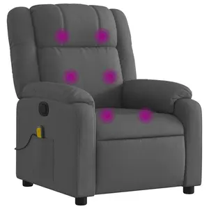 vidaXL Massage Recliner Chair, Adjustable Reclining Armchair for Elderly, Wingback Recliner for Home Theater Cinema, Modern Style, Dark Gray Fabric 373549