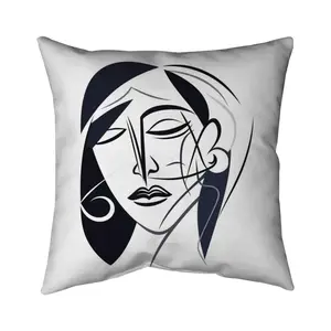 Begin Home Decor 5543-1616-FI103 16 x 16 in. Minimalist Abstract Face Pillow - Bedroom Home Decor Pillow