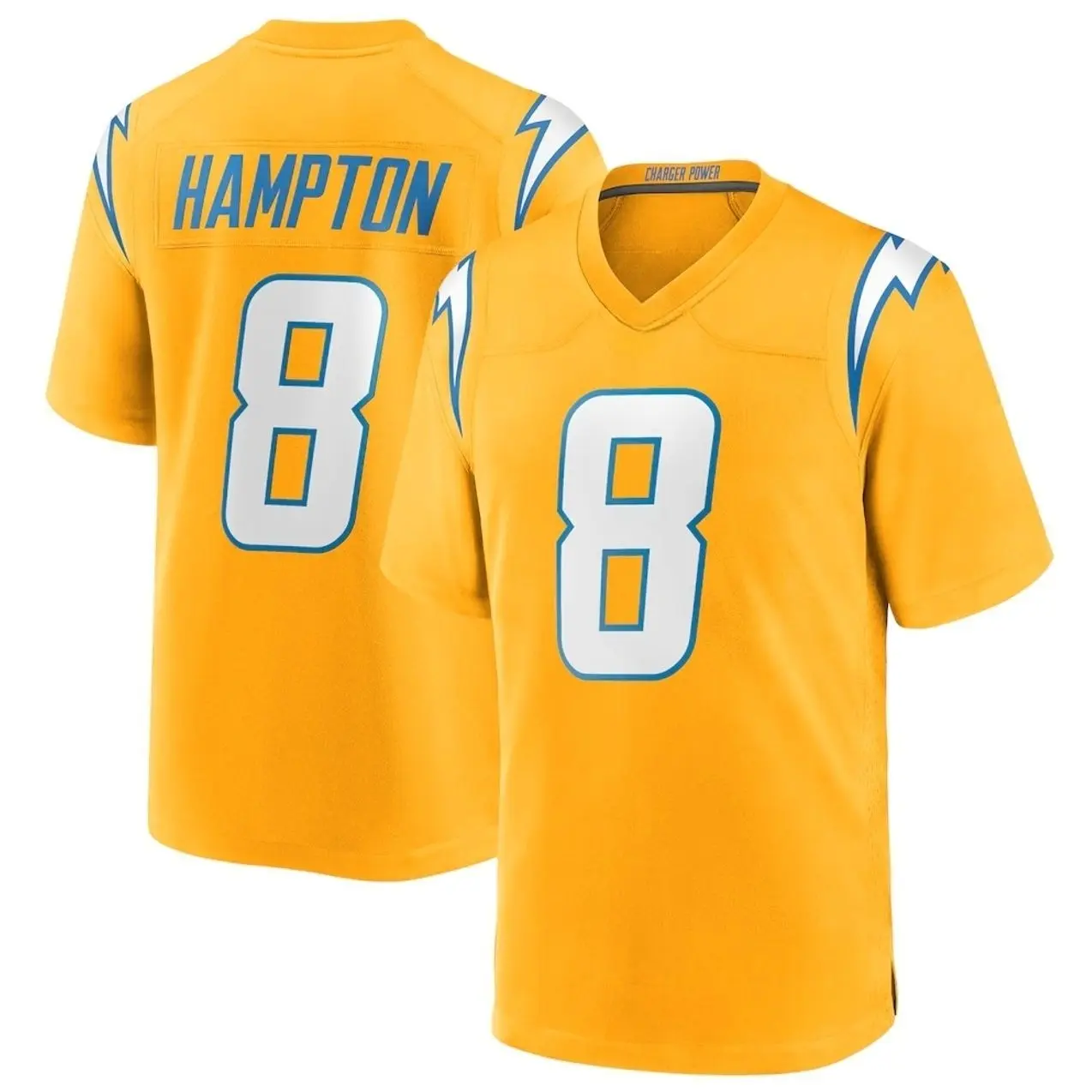 Unisex Football inspired by Hampton 8 Los Angeles Alternate Charger Power Game Player Jersey - Gold