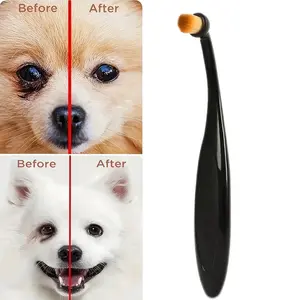 Soft Bristle Pet Eye Cleaning Brush for Dogs & Cats - Gentle Tear Stain Remover, Non-Electric, Plastic Handle