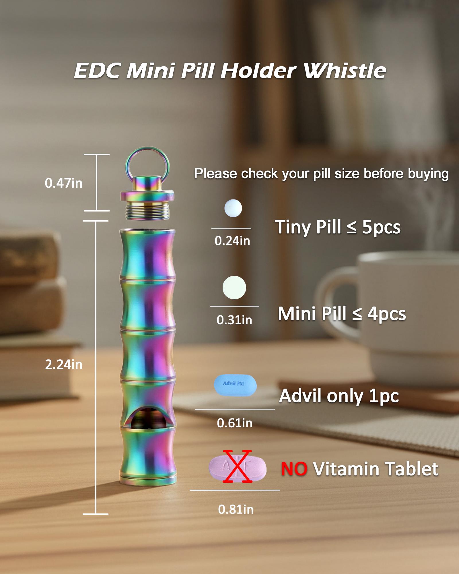 PJYTAC Titanium Pill Holder Necklace Emergency Whistle Mini EDC Pill Container Pendant for Holding Small Things