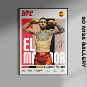 Ilia Topuria Poster Unframed, Ufc Wall Art, MMA , Ufc Fighter Poster Unframedable, Topuria Champion Poster Unframed, Featherweight Ufc Decor Gift,MMA Art