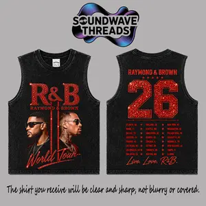 [SWT] The R&B Tour 2026: Raymond & Brown Red #2 Premium Acid Washed 100% Tank Top T-Shirt, R&B Music Duo Graphic Tee, Urban Hip Hop Soul Streetwear Shirt, Concert Tour Merch, Gift for R&B Fans, Vintage Music Tee