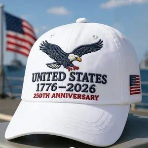 Cross Border US 250th Anniversary Retro Washed Washed Cotton Cap Hats for Men Women Classic Style Outdoor Sun Protection Fashion Accessory