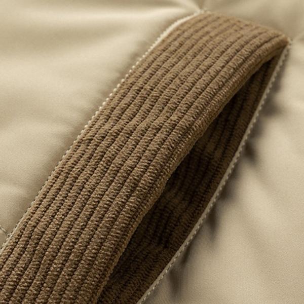 Men's Hooded Puffer Jacket Warm Quilted Zip-Up Coat Casual Corduroy Patchwork Winter Outerwear Windproof Anti-Running Cotton